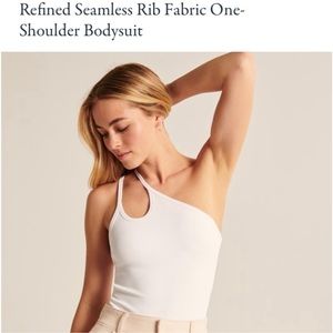 Refined Seamless Ribbed Fabric One Shoulder White Bodysuit